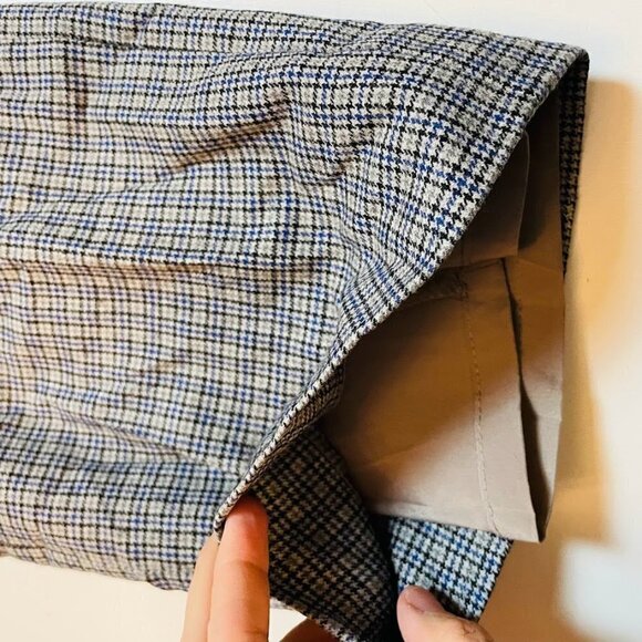 Banana Republic Pant Trouser Wool Plaid Grey Blue Stretch Lined Herringbone 14 - Picture 8 of 13